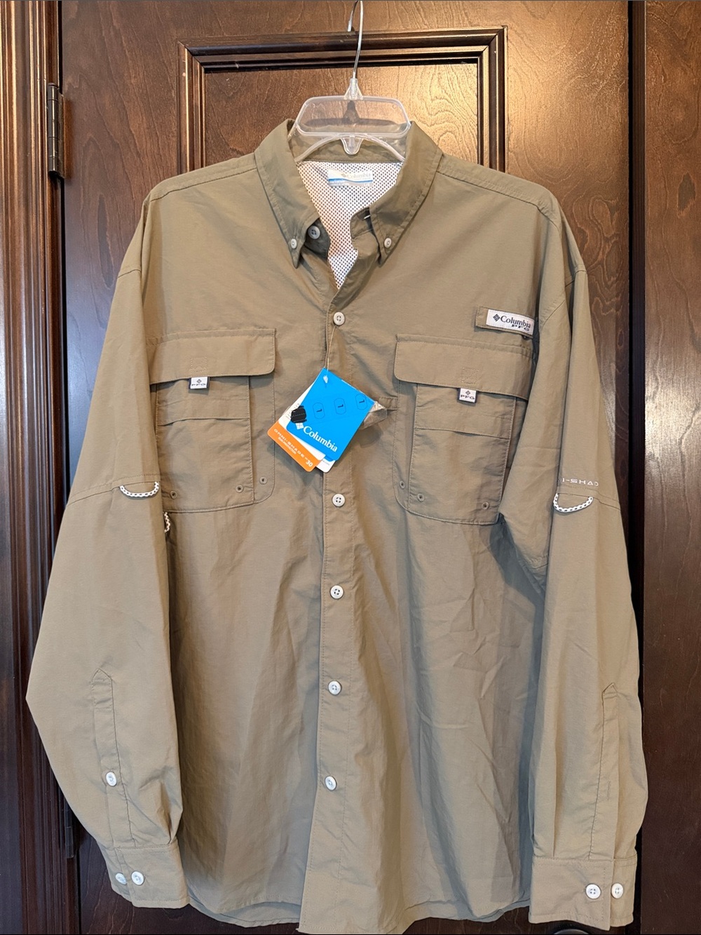 NWT Columbia PFG Men’s NWT Long Sleeve Utility Fishing Shirt Khaki Tan L